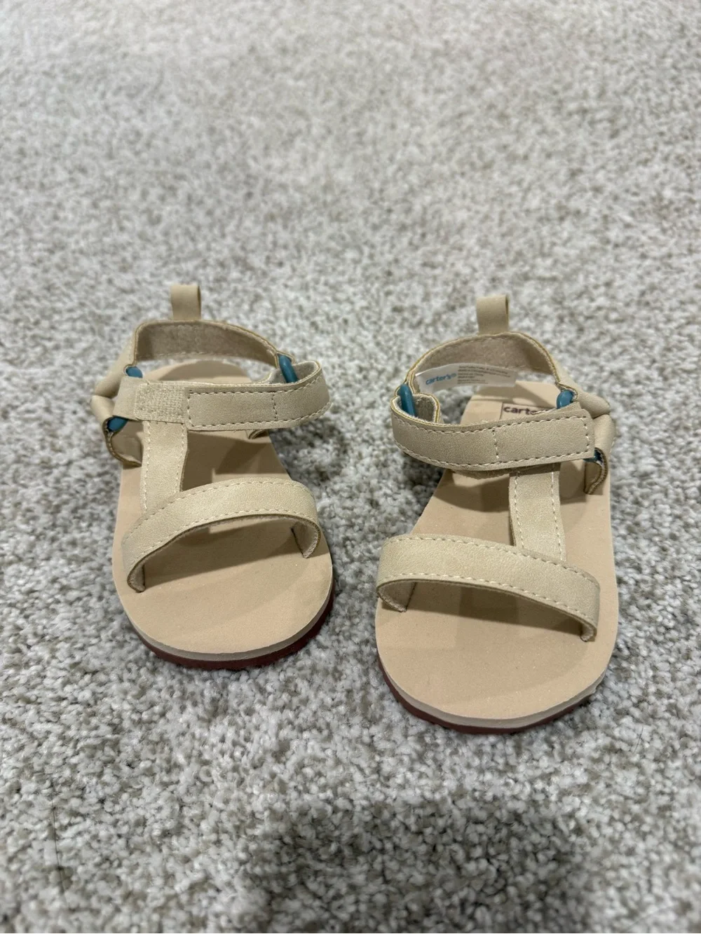 Carter's Tan Toddler Sandals with Teal Accents